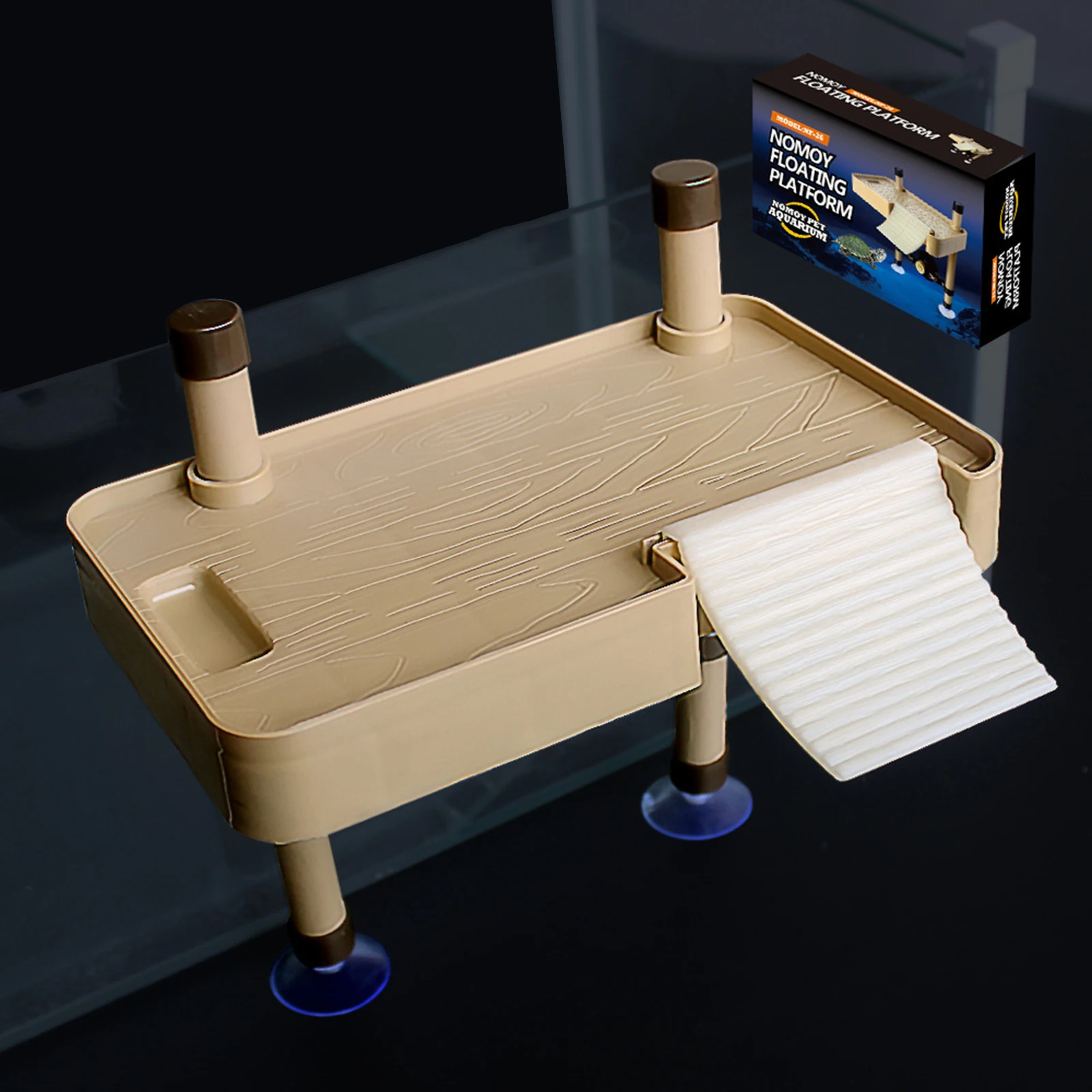 Plataforma flotante para tomar el sol de tortuga, muelle de terrapin, isla flotante de terrapin brasileña, plataforma de rampa para reptiles, decoración de acuario - imagen 5