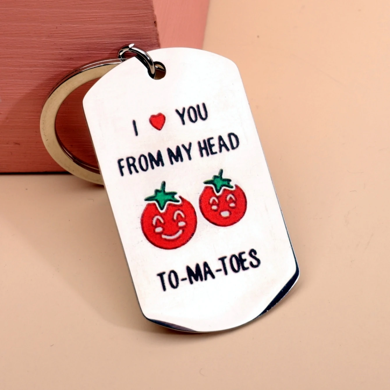 LLavero de acero de titanio colorido para novio y novia, llavero "te amo desde mi cabeza hasta los dedos del pie", 1 unidad