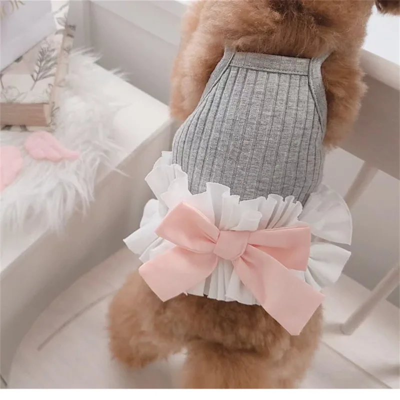 Vestido de princesa para perro, estampado de verano con botón de lazo, falda bonita y dulce para cachorro y gato, ropa fina para fiesta de boda y Chihuahua - imagen 2