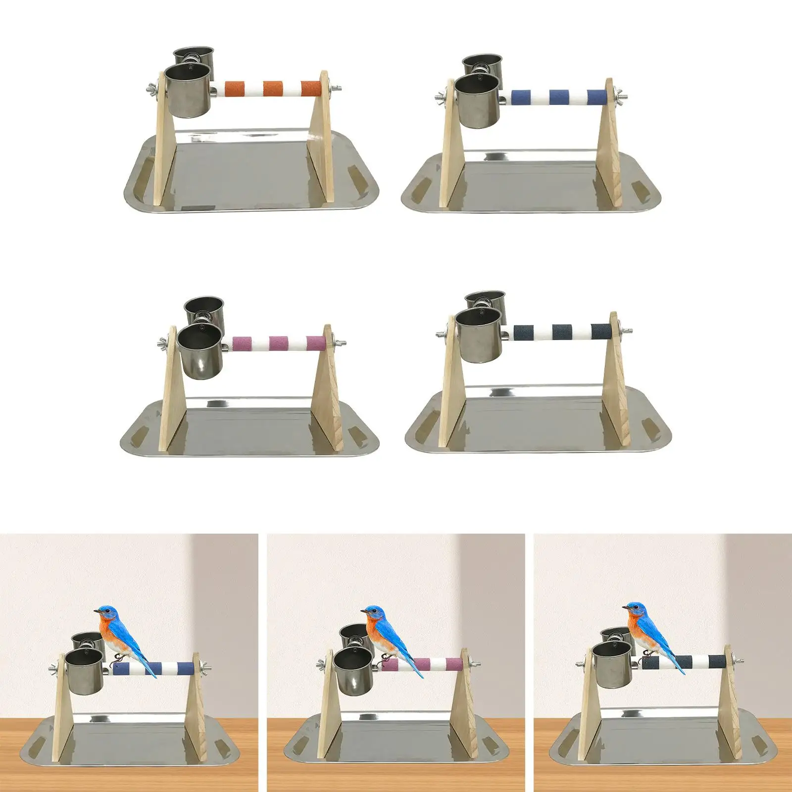 Parque infantil para loros, soporte para juegos de pájaros, juguetes para loros, percha de madera para conos, cacatúas - imagen 3