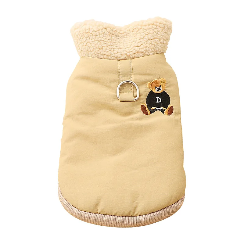 Abrigo cálido con anillo de tracción para perro, Chaqueta de algodón de dos patas, solapa de terciopelo de cordero para mascotas, felpa para perros pequeños, Otoño e Invierno - imagen 5