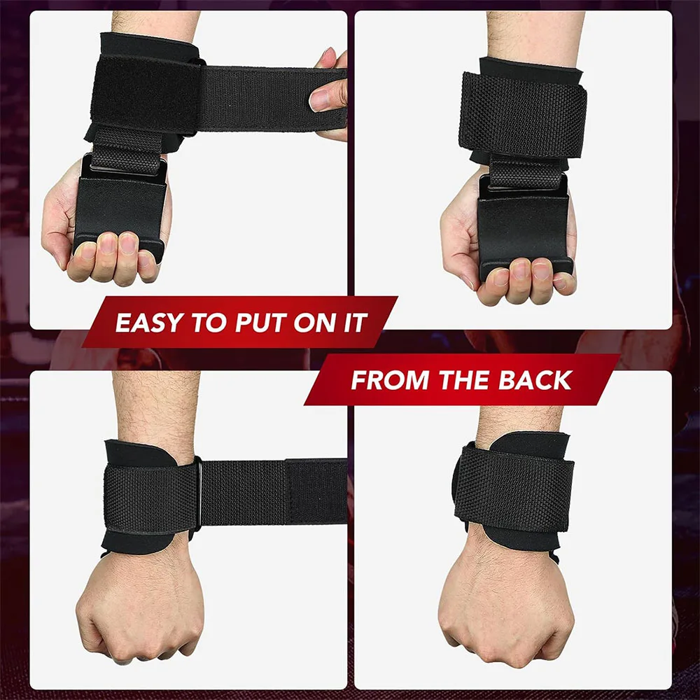 Empuñaduras de gancho para levantamiento de pesas ensanchadas con muñequeras, barra de mano, correa para muñeca, gancho para gimnasio y Fitness, correa de peso, guante de levantamiento de energía - imagen 3