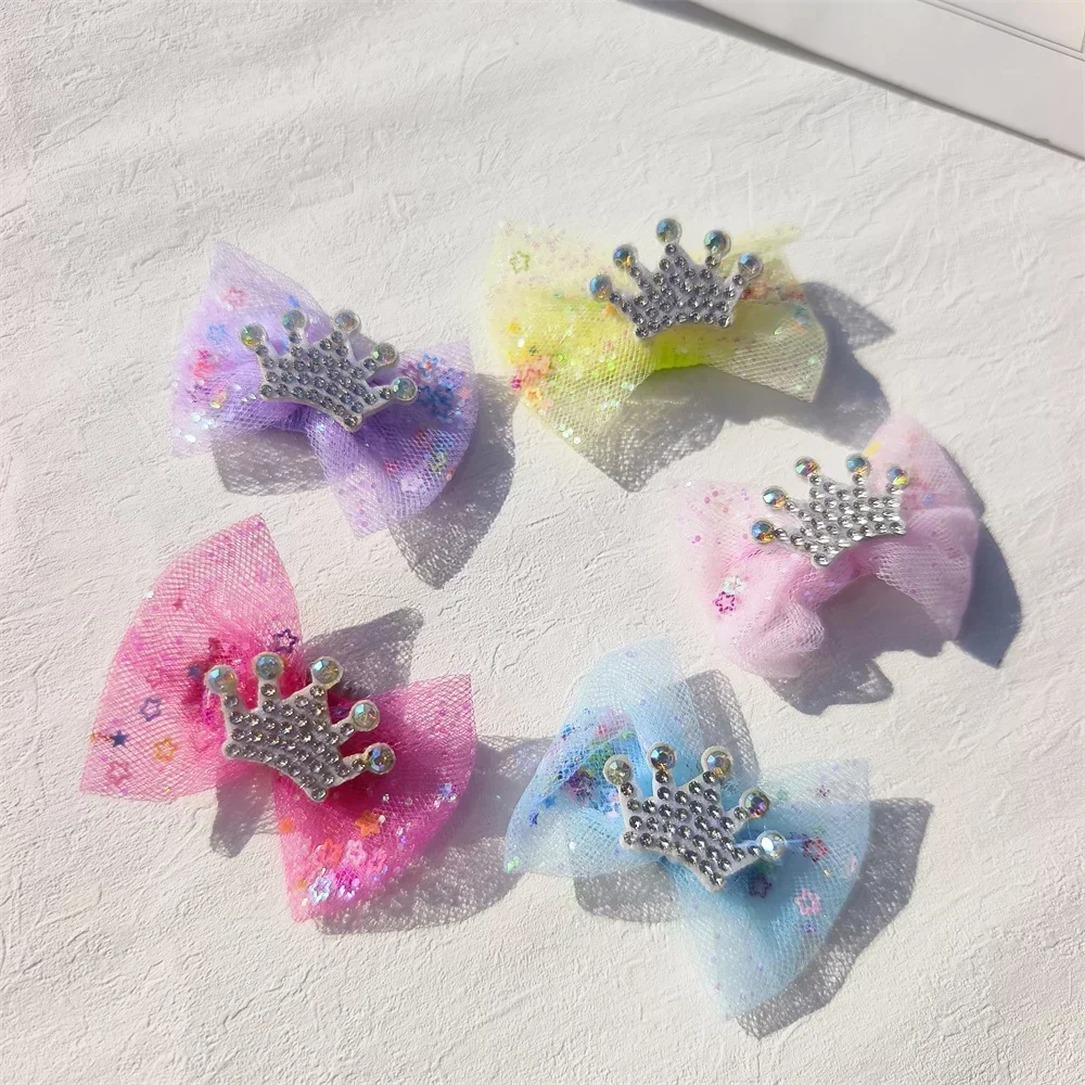 Suministros bonitos para mascotas, lazos ostentosos, corona, horquilla para mascotas, accesorios para el cabello hechos a mano, Clip de aleación para perros y gatos, accesorios de aseo para perros - imagen 2