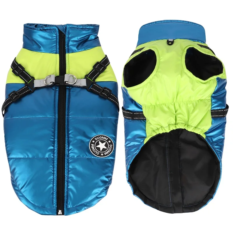 Ropa cálida de invierno para perros, chaleco impermeable para perros, chaqueta de Bulldog Francés, ropa reflectante para mascotas con arnés para perros pequeños y medianos - imagen 2