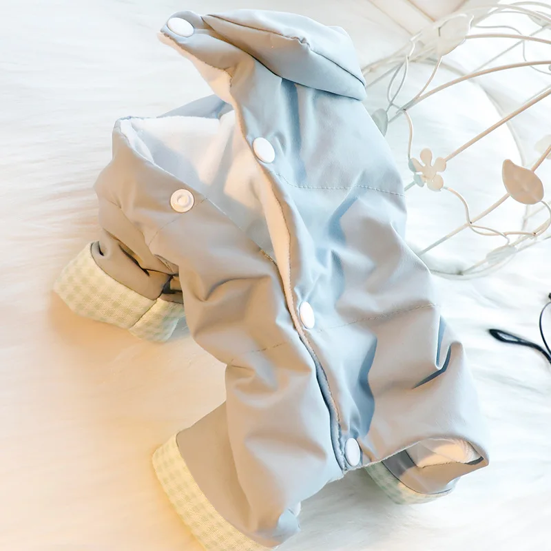 Ropa para perros, ropa de otoño e invierno, ropa gruesa acolchada de algodón de cuatro patas con botones abiertos en la espalda de terciopelo, productos para mascotas de peluche - imagen 2