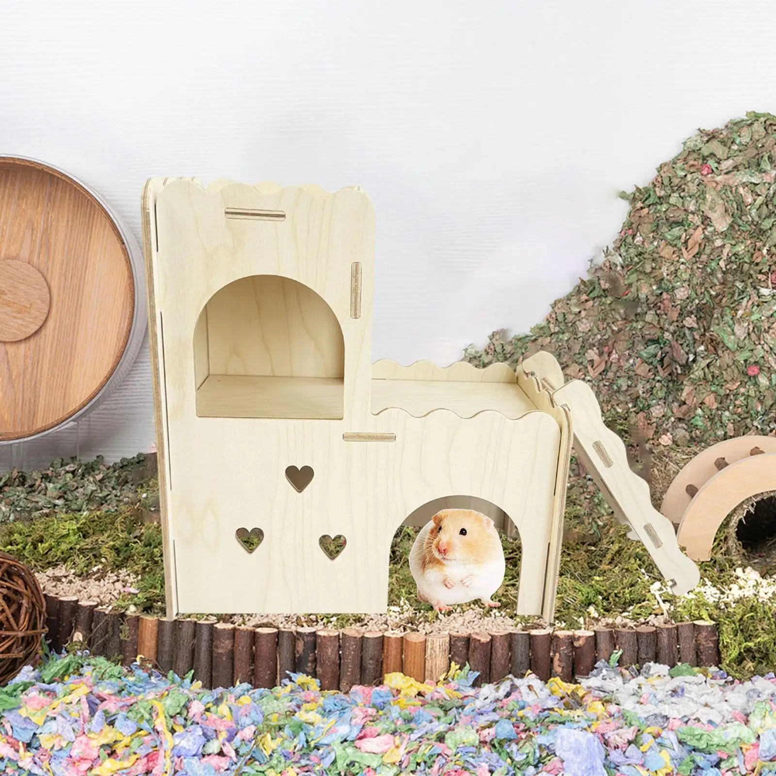 Wood Hamster Hideout Hideaway Habitat for Gerbils Syrian Hamsters Exercising