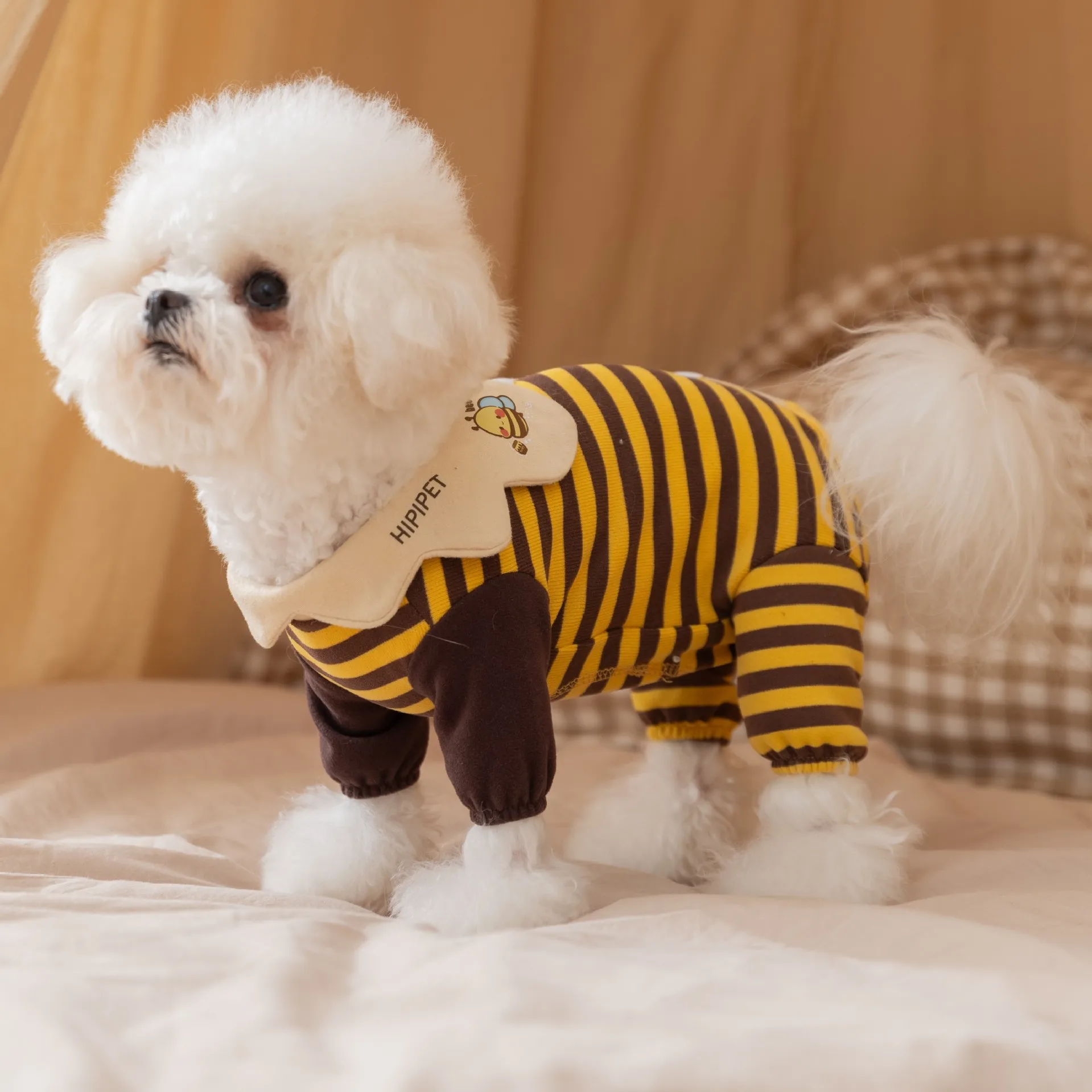 Mono a rayas de otoño e invierno para mascotas, abrigo Base para el vientre, abrigo Base de cuatro patas, pijamas para mascotas, ropa para cachorros - imagen 2