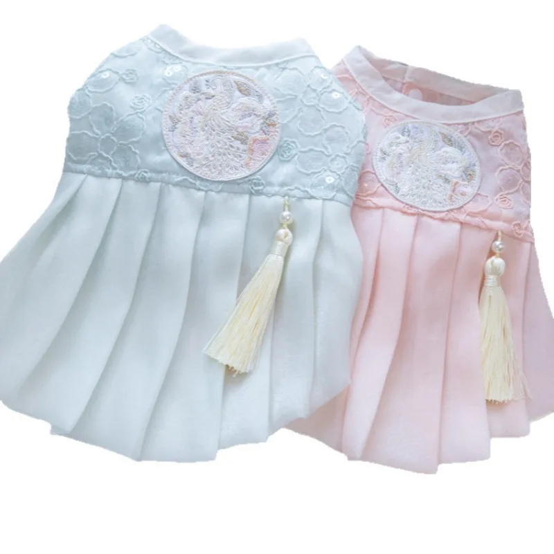 Vestido de primavera con encaje para perros pequeños – falda plisada - imagen 2
