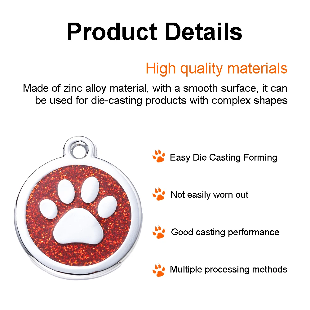 Etiquetas personalizadas para perro, gato, cachorro, identificación de Mascota, Collar con nombre, grabado gratis, colgante Circular, pata brillante - imagen 5