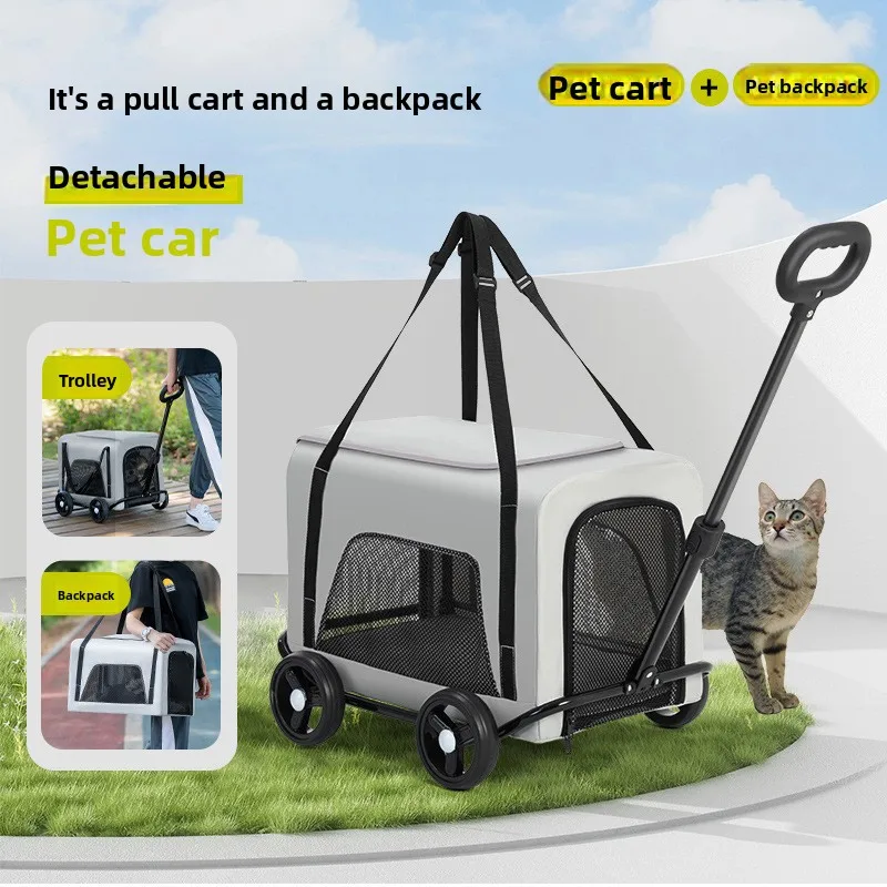 Carrito de paseo ligero plegable para gatos y perros pequeños – Portátil - imagen 3