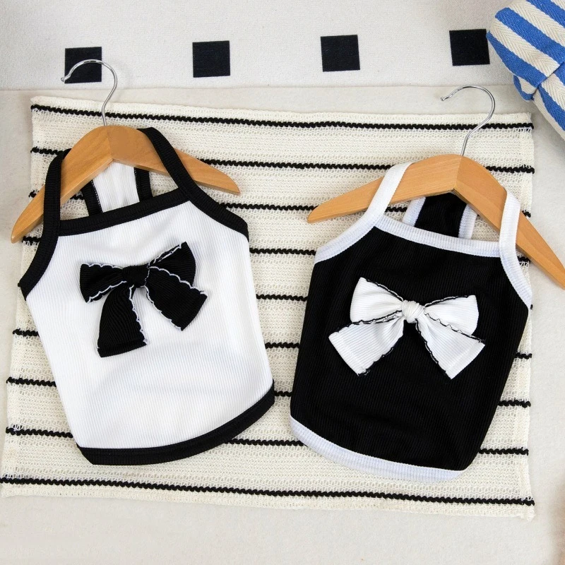 Pajarita gigante de algodón para perros, ropa para uso diario, chaleco liso de verano para gatos, ropa ligera para cachorros pequeños de Bulldog Francés - imagen 2