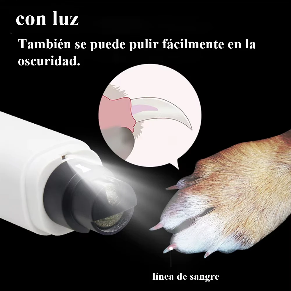 Cortauñas para mascotas, luz LED y recargable por USB, se adapta a perros pequeños/grandes, herramienta de aseo profesional para gatos, suministros para mascotas - imagen 2