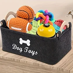 Caja de juguetes de fieltro para mascotas, caja de juguetes para perros, cesta de almacenamiento, organizador de pecho para organizar juguetes, mantas, correas y alimentos, 1 ud.