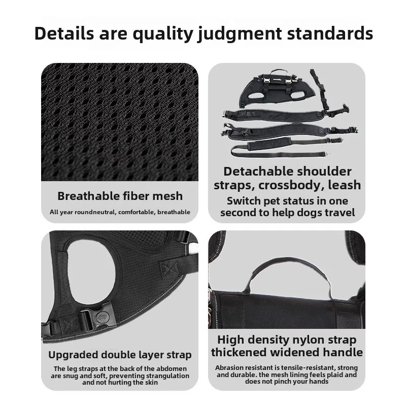 Bolsa para mascotas con hombro cruzado y ventilación, mochila portátil, bolso de remolque, accesorios para montar en perros, productos para mascotas, protege la columna vertebral - imagen 5