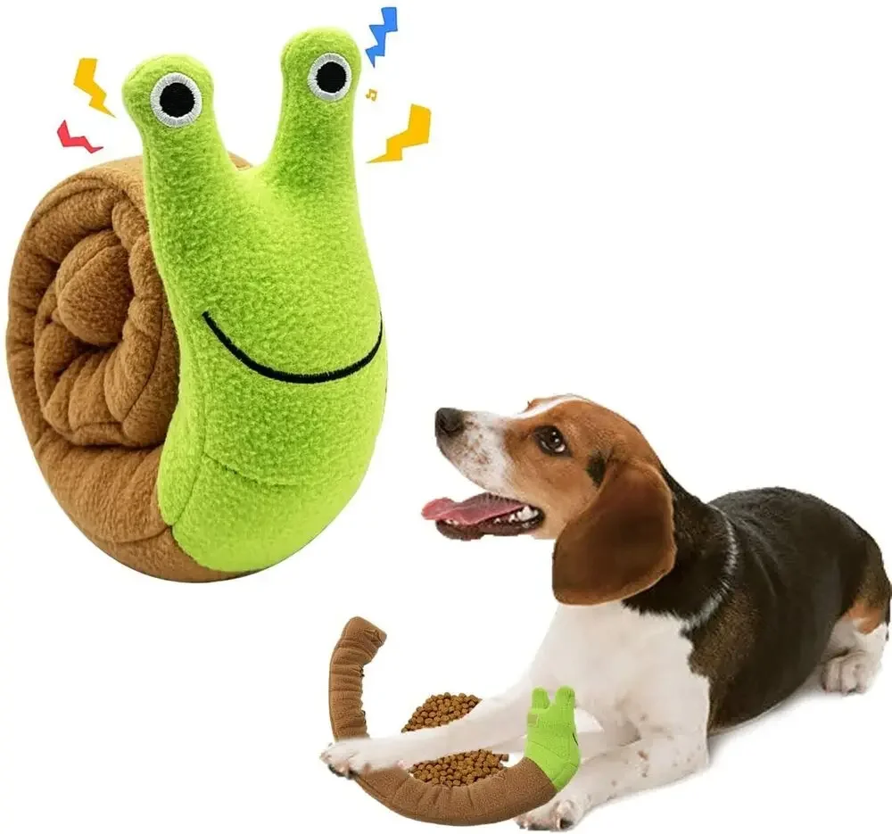 Juguetes chirriantes para perros, juguetes de caracoles de peluche para olfatear mascotas, rompecabezas molares de comida tibetana, juguetes interactivos para perros y gatos, rompecabezas para perros, alimentador de juguetes al por mayor - imagen 2