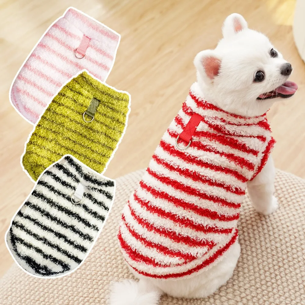 Sudadera de gato a rayas para perros grandes, sudadera de invierno de Bulldog Francés de terciopelo transpirable, monos gruesos a prueba de viento para cachorros al aire libre - imagen 2