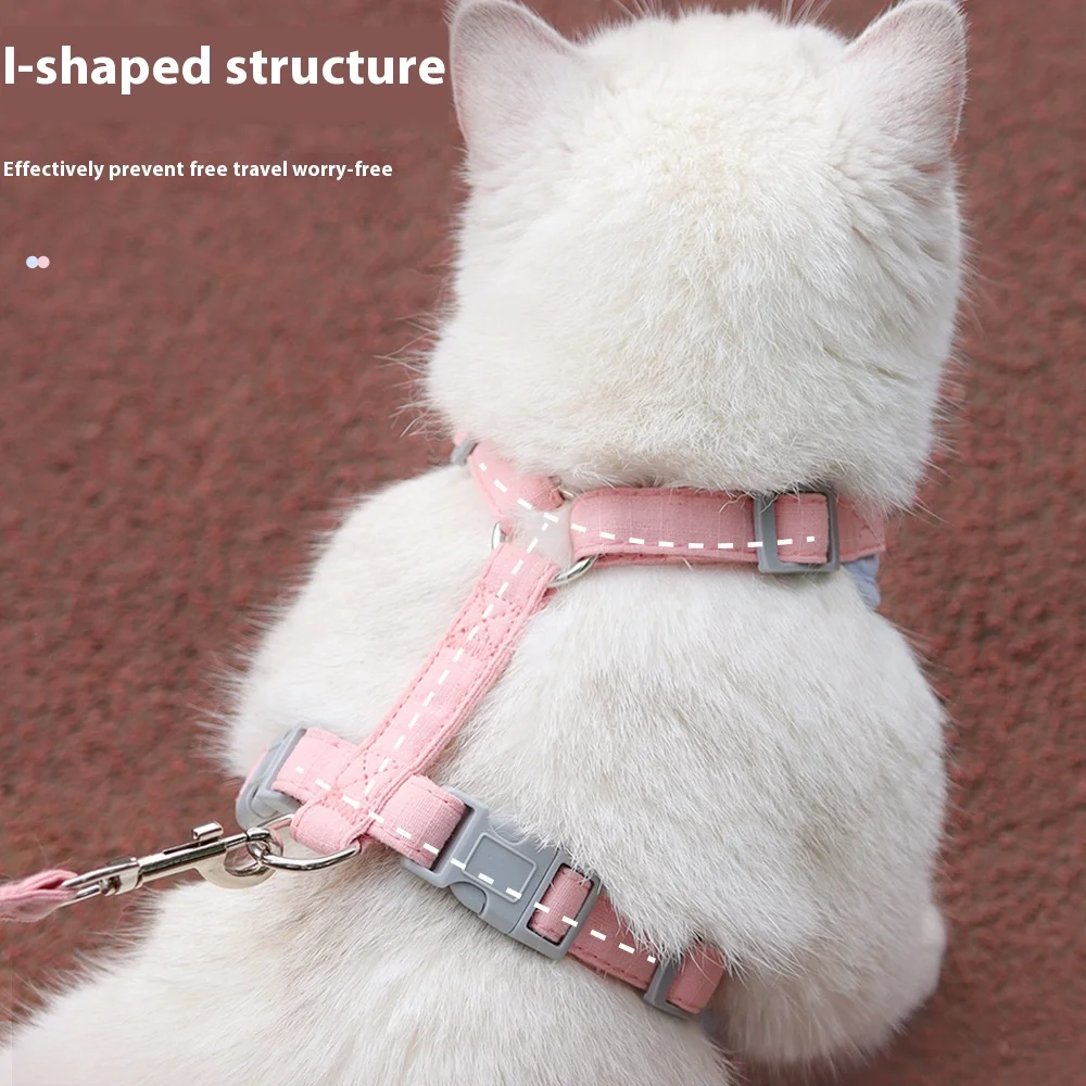 Arnés para gatos a prueba de Escape con correa, chaleco suave ajustable, juego para caminar para mascotas para seguridad de gatitos al aire libre, diseño cómodo sin extracción - imagen 3