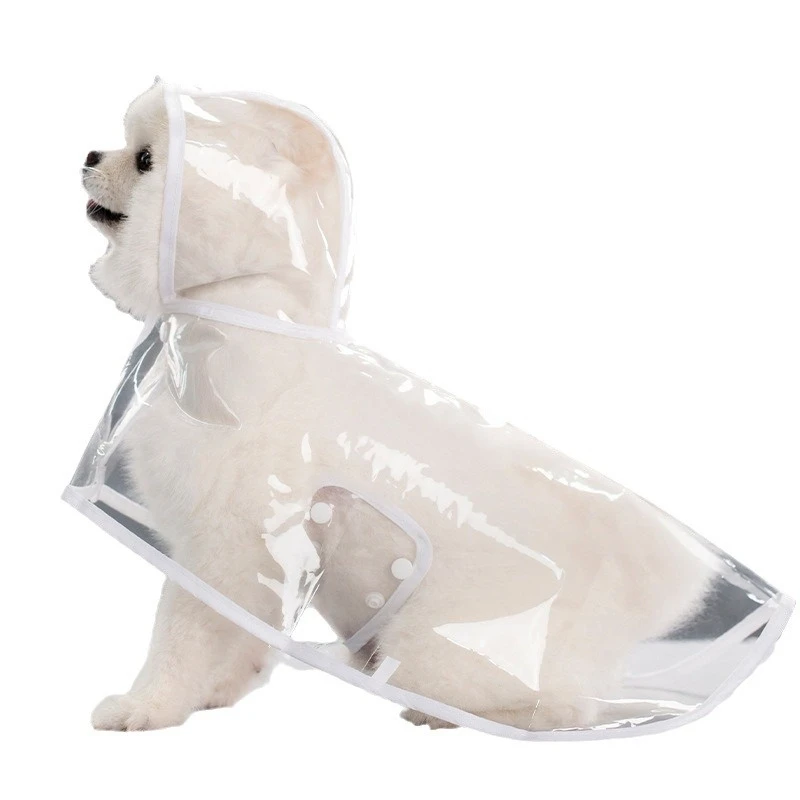 Nuevo Chubasquero transparente para mascotas, impermeable para salir, grueso, resistente al viento e impermeable, ropa para perros grandes, medianos y pequeños, plástico F - imagen 5