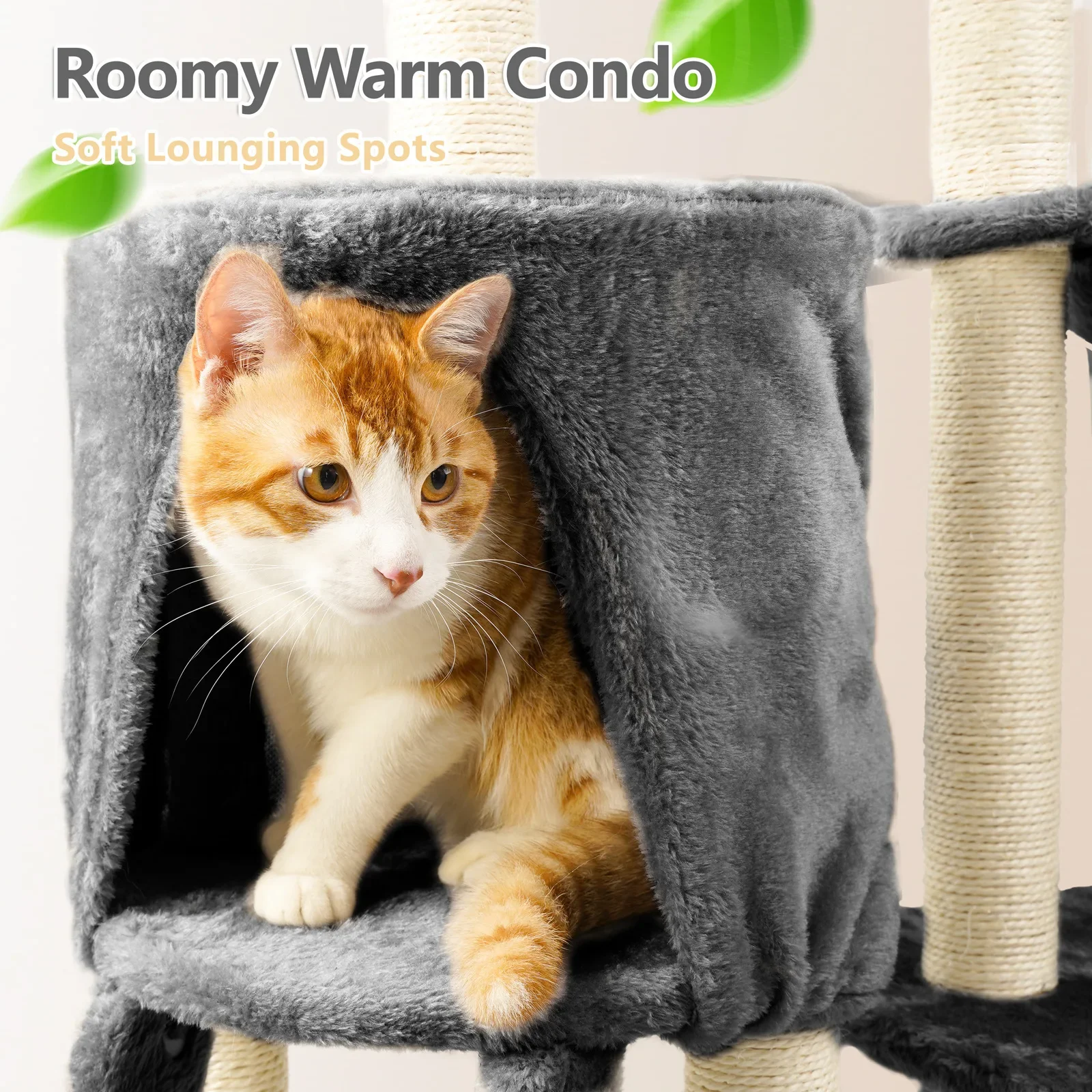 Árbol rascador para gatos con nido integrado y plataforma de salto - imagen 3