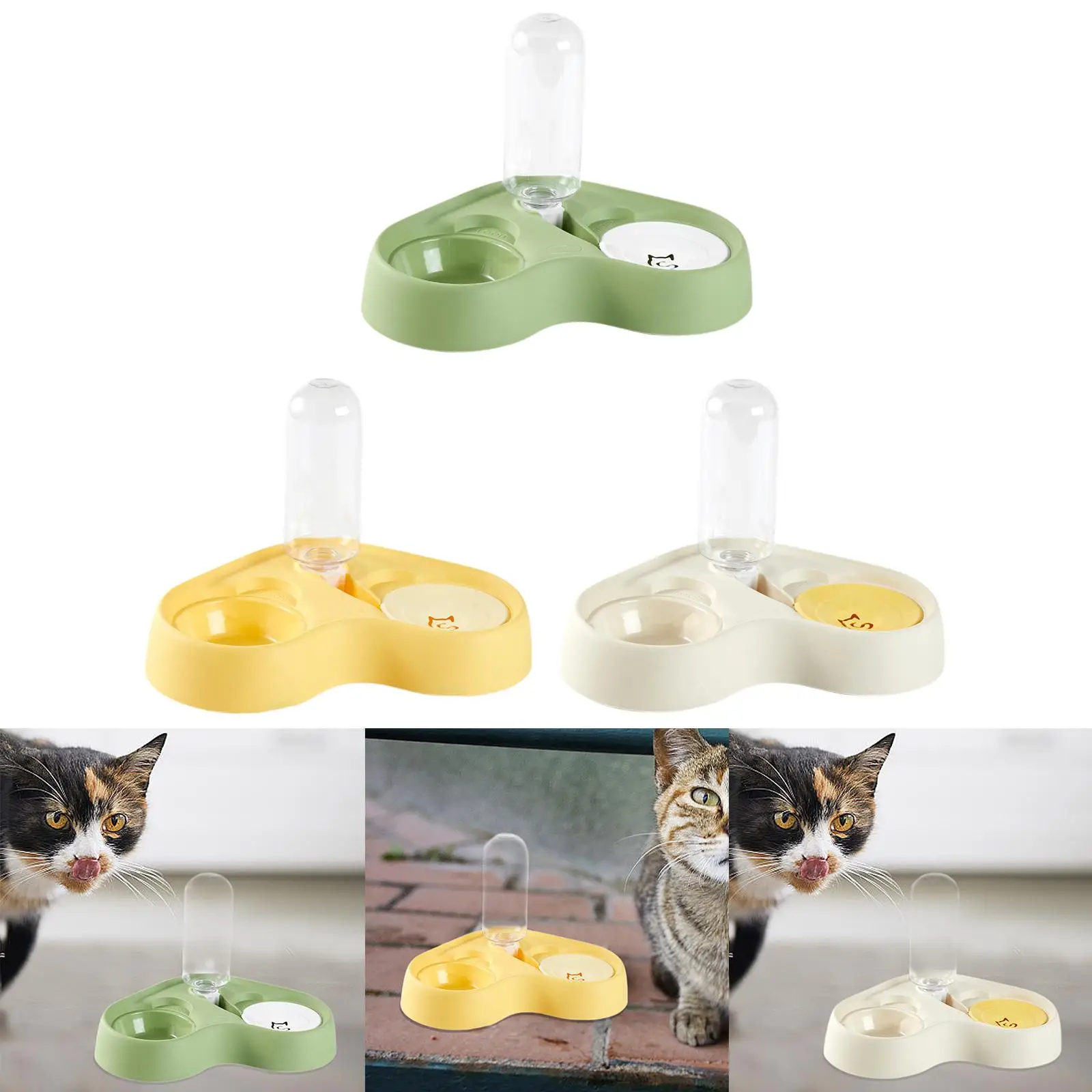 Pet Water and Food Bowl Set Double Cat Dog Bowls for Small or Medium Dogs