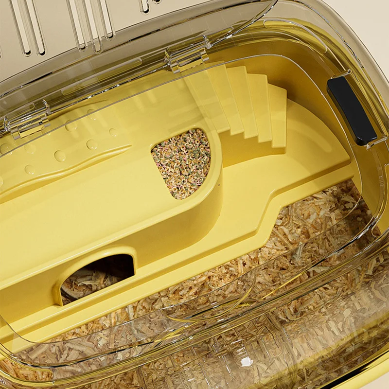 Jaula para hámster de doble capa, casa transparente para animales pequeños, casa para mascotas pequeña de gran capacidad con ruedas para correr, Villa para hámster acrílico - imagen 5