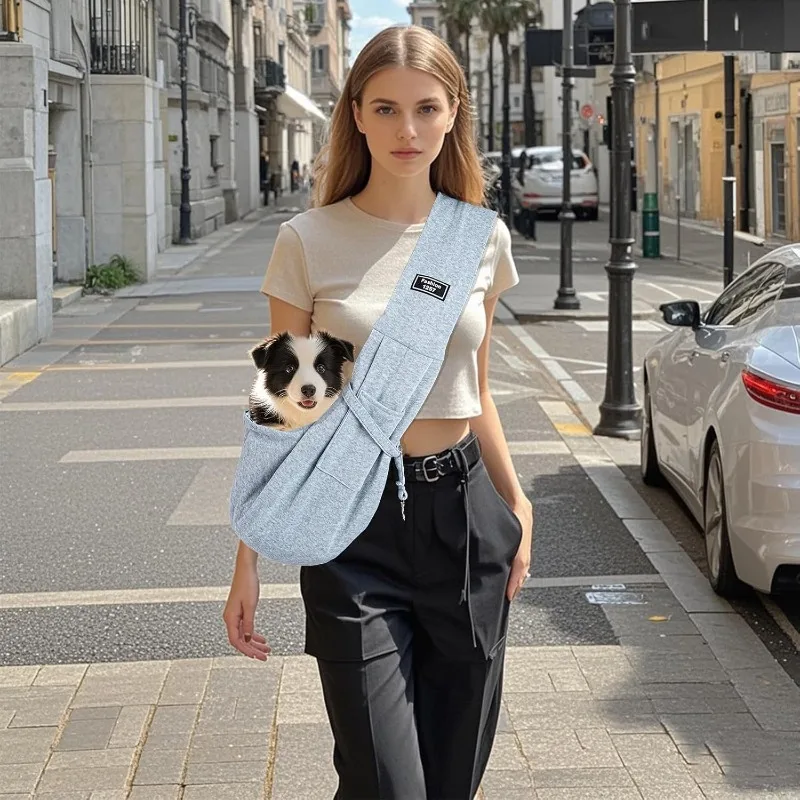 Cómoda bolso de hombro tipo bandolera para mascotas, portátil, para viajes al aire libre, gato, cachorro, bandolera, bolsa de gran capacidad, suministros de transporte para perros - imagen 2