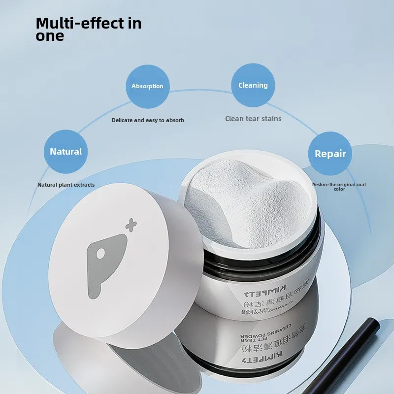 Polvo quitamanchas para mascotas, 30g, polvo para manchas de ojos de gato y perro con cepillo para manchas, polvo de lágrimas absorbente suave - imagen 2