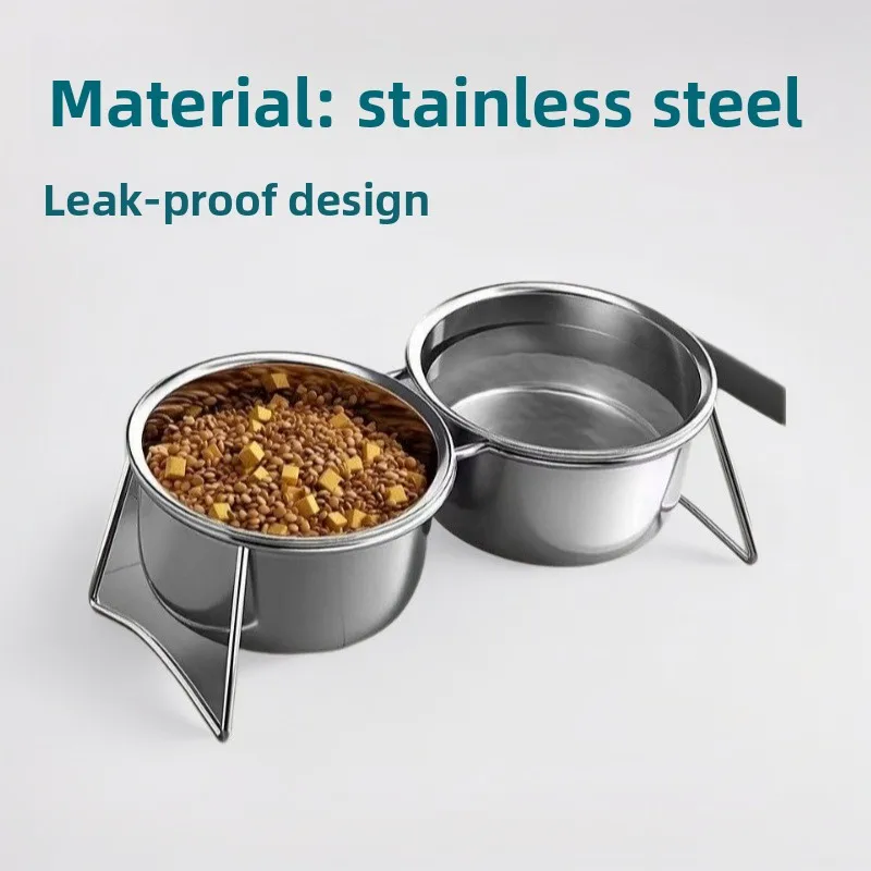 Comedero doble elevado para perros y gatos – Acero inox antideslizante