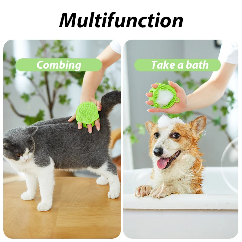 Cepillo de baño de silicona para mascotas, herramienta de cuidado del cabello para gatos y perros, guantes suaves para lavar el baño, accesorios para mascotas - imagen 5