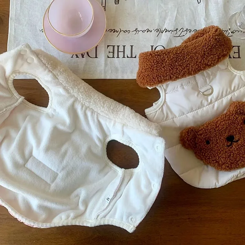 Abrigo de oso de peluche para mascotas, Otoño/Invierno, Teddy Yorkshire, camiseta sin mangas gruesa para perros pequeños y gatos, ropa para cachorros pequeños