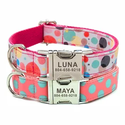 Collar personalizado para mascotas, placa con nombre para cachorro, etiqueta de identificación, hebilla ajustable, collares con grabado sin burbujas de arcoíris fuertes