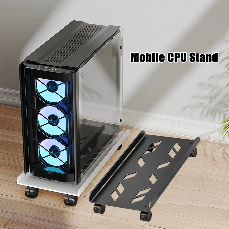 Soporte para CPU móvil con ruedas giratorias, torre ajustable para PC, soporte para CPU, carrito de suelo de acero para PC, elevador de PC, accesorios de escritorio de oficina
