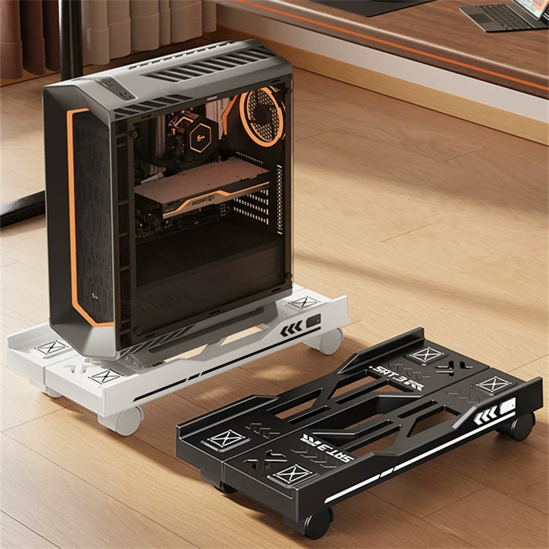 Soporte de torre ajustable para ordenador, soporte para PC móvil para suelo con 4 ruedas giratorias con bloqueo, se adapta a la mayoría de los soportes para PC, soporte para CPU para el hogar y la Oficina