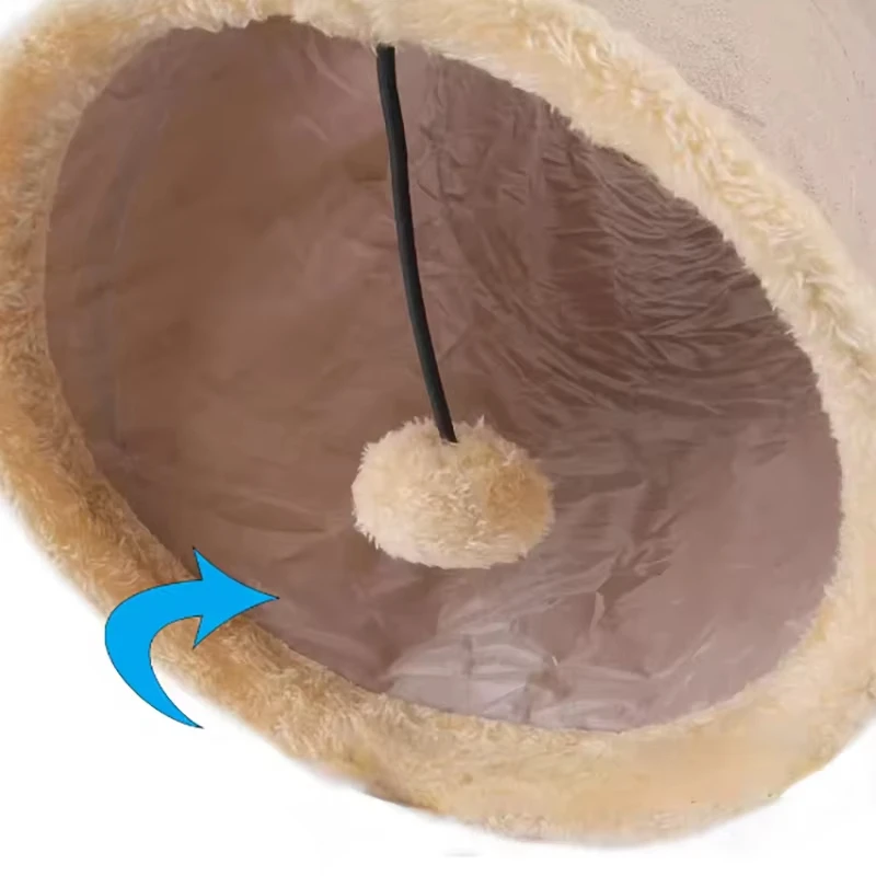 Túnel de felpa para gatos, juguete plegable de canal de gamuza para entretenimiento y relajación, juguete para gatos adecuado para jugar en casa - imagen 4