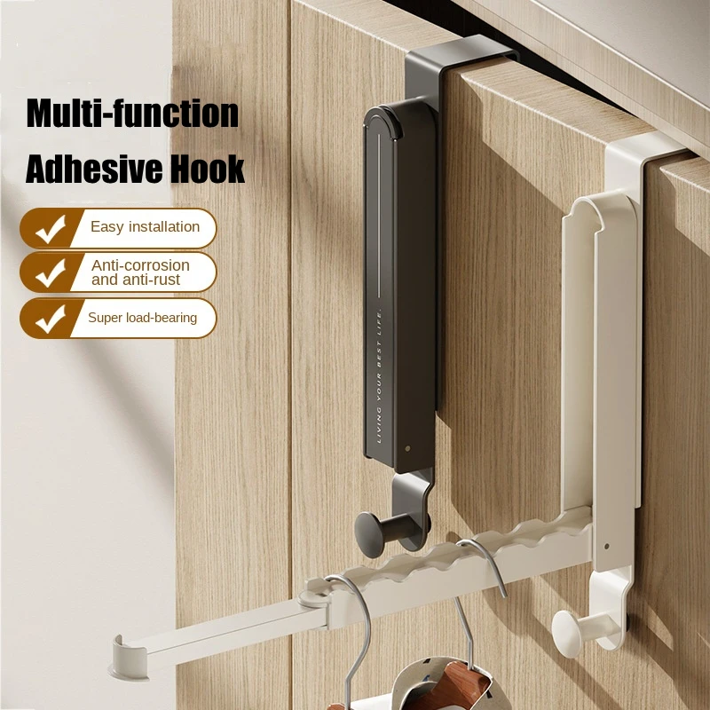 Gancho de pared plegable, tendedero portátil, bata oculta, toalla, abrigo, ganchos traseros para puerta, colgador de toalla pegajoso expandible, 1/2 Uds. - imagen 5