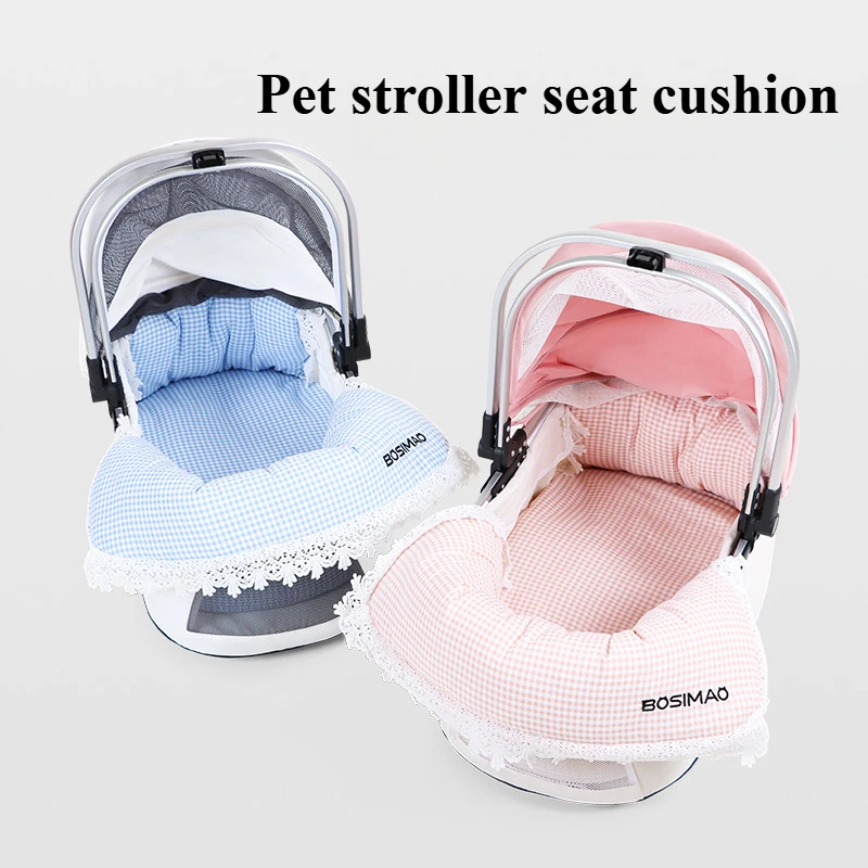 Estera para cochecito de mascotas, carrito antisuciedad para perros y gatos, carcasa interior, cojín de borde cómodo y suave, accesorio de viaje para mascotas de encaje