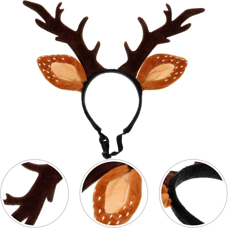 Diademas para perros y gatos de Feliz Navidad, sombrero de disfraz de reno con astas de ciervo ajustables, lindos accesorios para sombreros de pelo para mascotas para fiestas - imagen 4