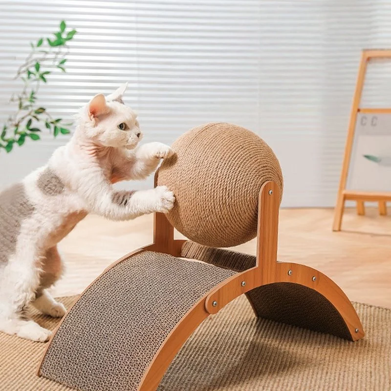 Juguete de pata de molienda para gatos, Bola para rascar gatos 2 en 1, rascador de madera para gatos, tablero rascador de Sisal, raspador de madera maciza resistente al desgaste para gatos - imagen 2