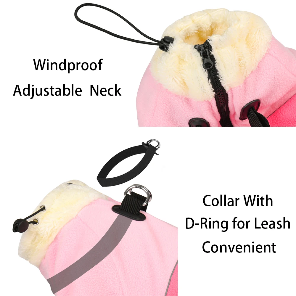 Abrigo con correa y anillo en D para perro, ropa cálida de invierno, chaqueta de lana Polar para perros pequeños, abrigo suave con cremallera para cachorro para Yorkshire - imagen 3