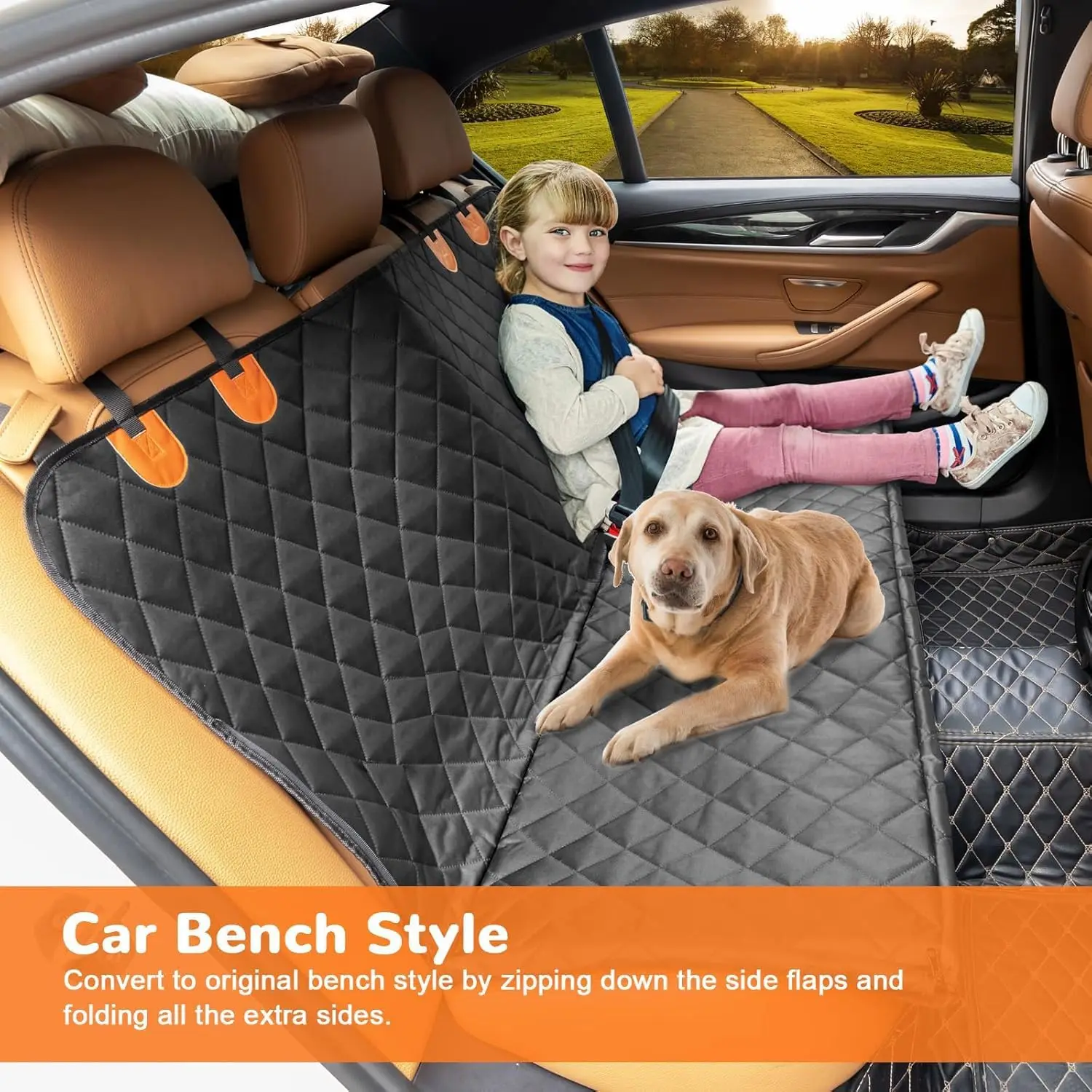 Funda asiento trasero coche perro antideslizante arañazos con cinturón - imagen 4