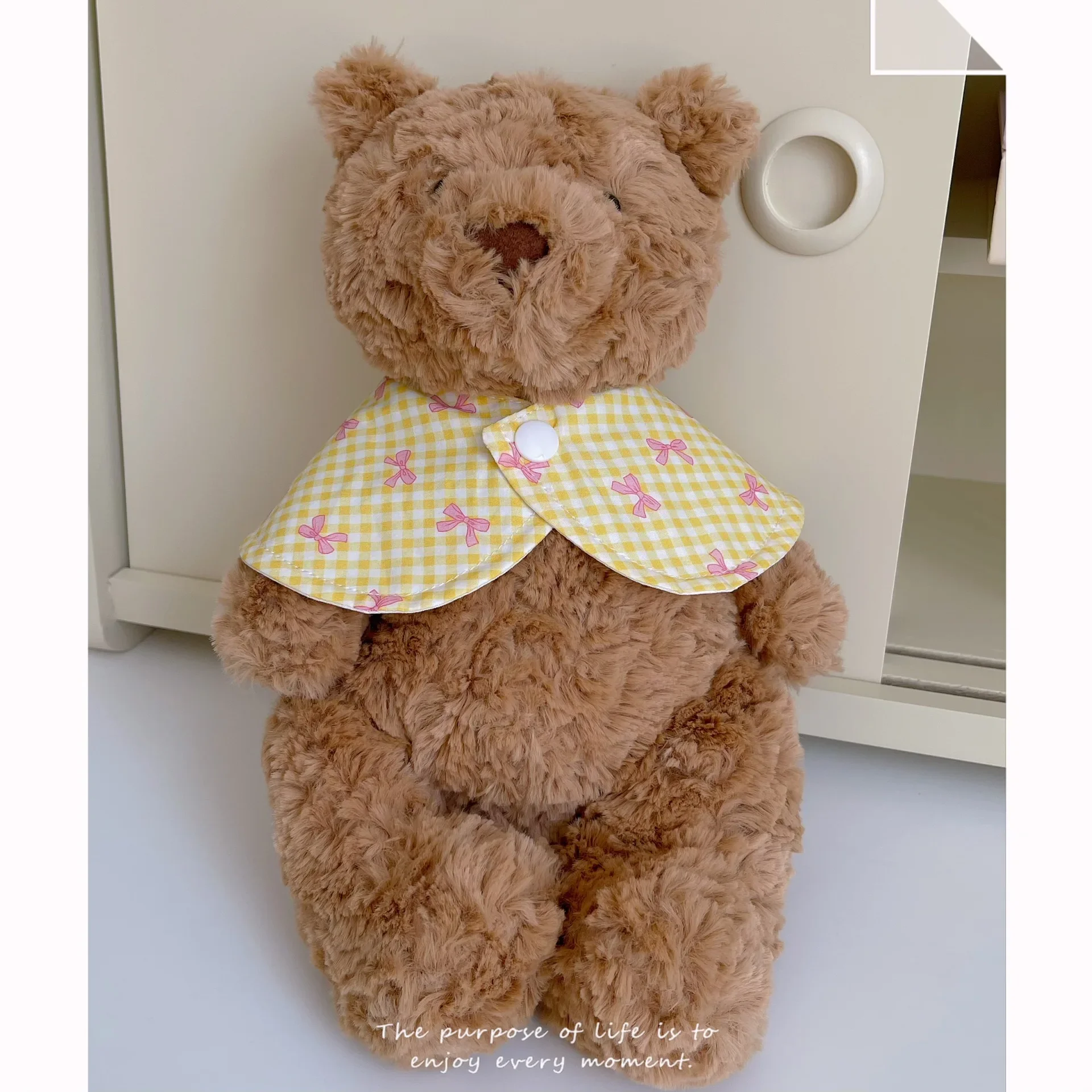 Toalla de Saliva para perros y gatos, bufanda con lazo bonito a cuadros INS, algodón puro, cómodo accesorio de oso de peluche, accesorios para gatos, pajaritas para perros - imagen 4