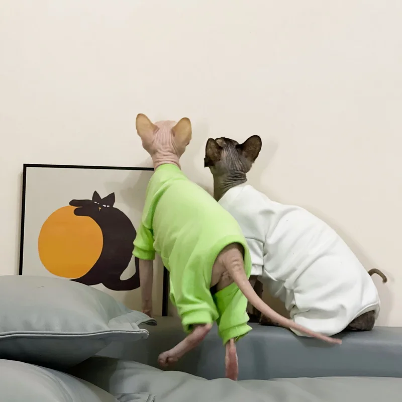 Sphynx-ropa de forro polar suave para gato, pijama cálido para mascota, mono con capucha, disfraces para esfinge - imagen 4