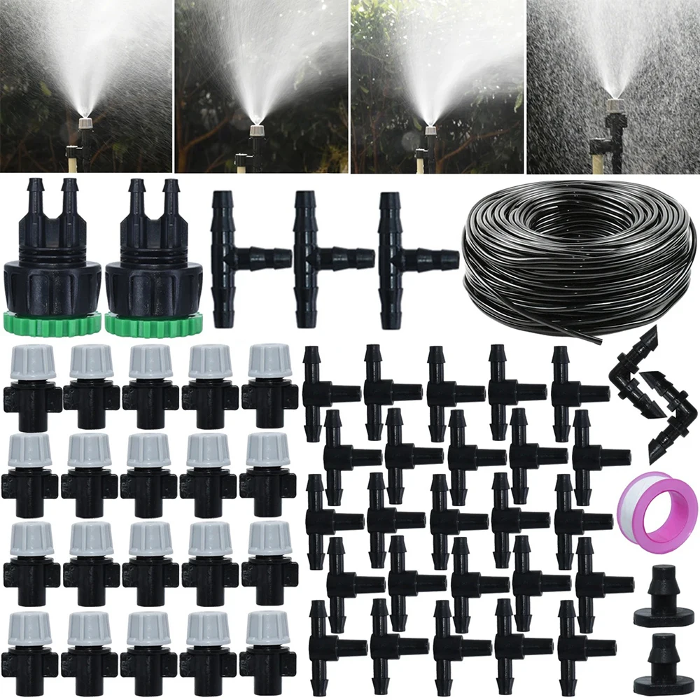 Sistema de riego automático de 10M, conector de 4-7mm, boquillas de nebulización de manguera de jardín portátiles para Patio, césped, invernadero