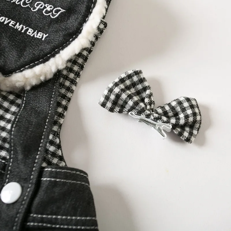 Falda vaquera de moda para perros y mascotas, falda Retro con tirantes en blanco y negro, vestidos para perros pequeños con oso desgastado, ropa para cachorros y gatos - imagen 2