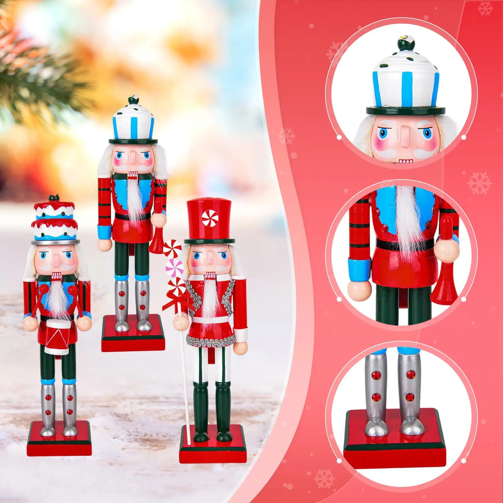Christmas Nutcracker Figurine 9.84inch Tall Nostalgic Standing on Base Craft Toy Christmas Nutcracker Figurine 9.84inch Tall Nostalgic Standing on Base Craft Toy