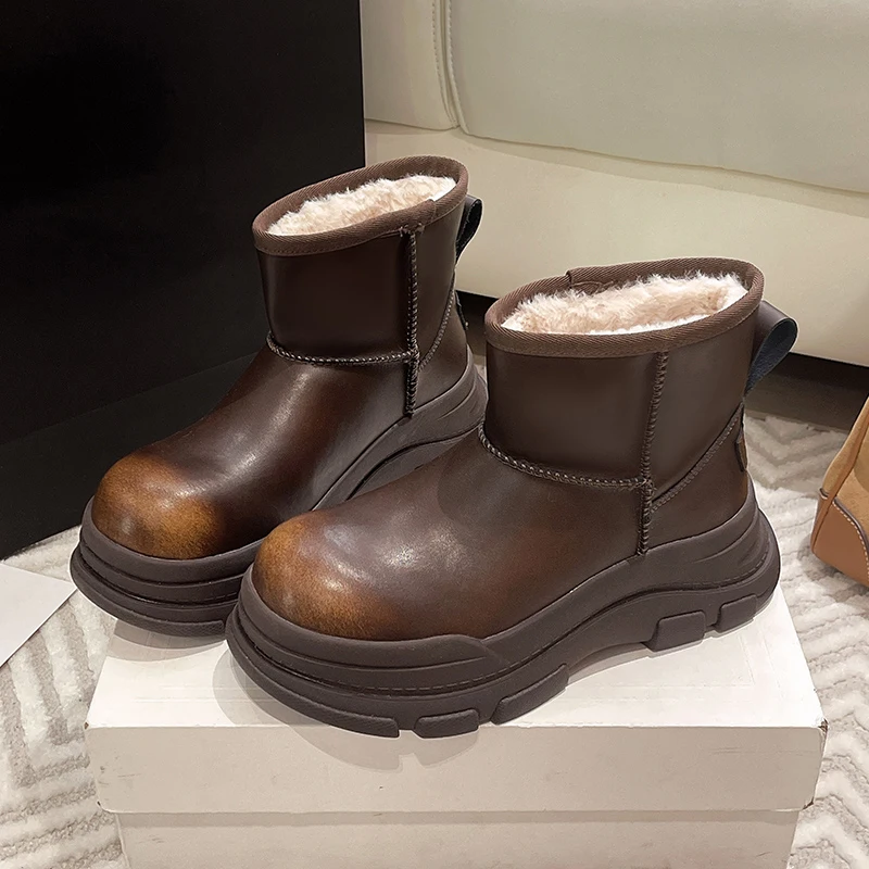 Botines de invierno Para Mujer, Zapatos planos informales a la moda, Botas de invierno cálidas con plataforma, nuevas Botas de nieve acogedoras Para Mujer - imagen 4