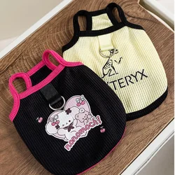 Chaleco de verano para perros de primavera, ropa para cachorros con gofres de amor, tirantes de peluche, ropa para mascotas de estilo dulce, ropa negra para cachorros, Chihuahua
