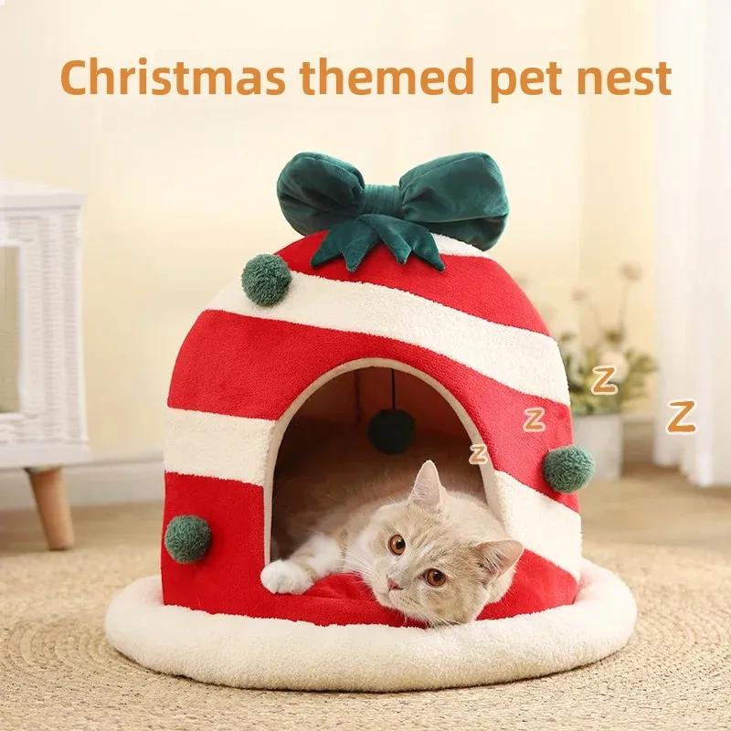 Cama nido cálida de felpa para gatos y perros pequeños