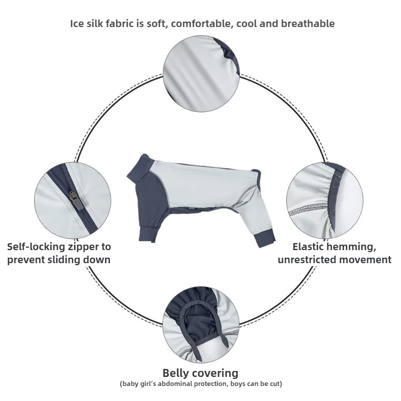 Ropa de verano para perros, protector solar para exteriores, ropa para perros, cremallera transpirable, disfraz deportivo para perros grandes, producto de accesorios para cachorros y mascotas - imagen 4