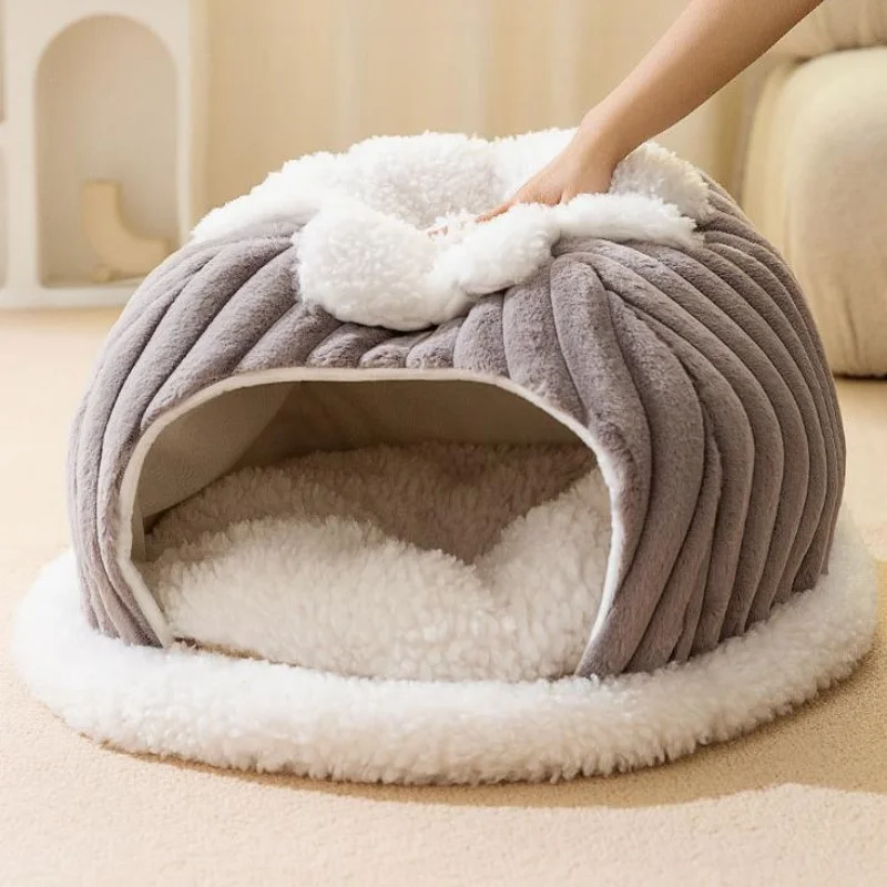 Casa acogedora de invierno para mascotas, perrera suave para perros, cueva para dormir, gato, perro, cachorro, tiendas gruesas cálidas, nido de cama para perros pequeños y gatos - imagen 5